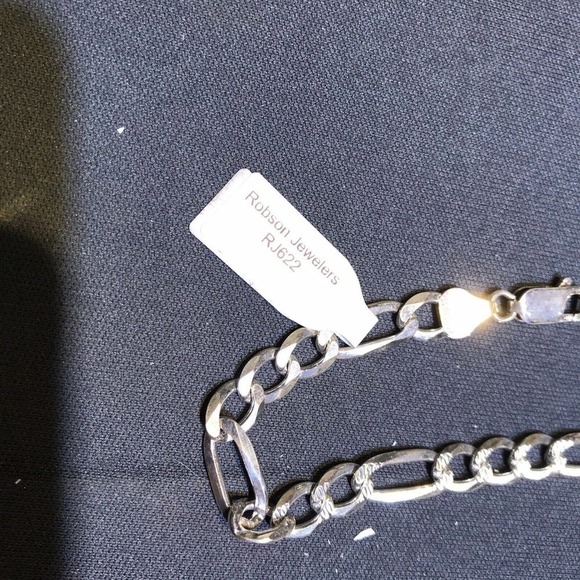 Bracelet Sterling Silver 925 Figaro Link Chain Claw Clasp Stamped Italy - Picture 2 of 4